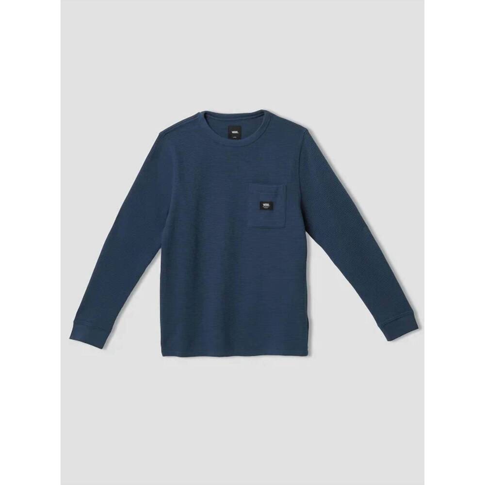 NEW VANS men's pocket long sleeve thermal shirt in lkz-dress blues